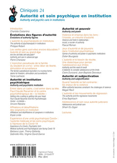 Cliniques paroles de praticiens en institution 24 - Autorité et soin psychique en institution