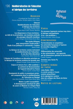 Espaces et société 196 - Néolibéralisation de l'éducation et fabrique des territoires