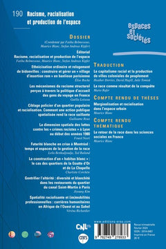 Espaces et sociétés 190 - Racisme, racialisation et production d'espace
