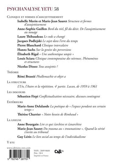 Psychanalyse yetu 58 - Clinique et formes d'assujettissement