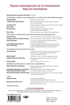 Connexions 119 - Enjeux contemporains de la transmission dans les institutions