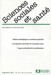 Revue sciences sociales et santé - Volume 30 - n°3 - Septembre 2012