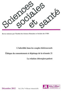 Revue sciences sociales et santé - Vol 30 - N°4 de décembre 2012