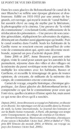 Les eaux glacées du Belomorkanal