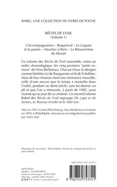Récits de l'exil, tome 1 : L'Accompagnatrice - Roquenval - Le laquais et la putain - Astachev à Paris - La Résurrection de Mozart