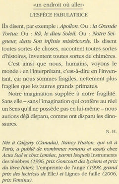L'espèce fabulatrice