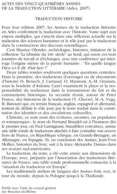 Actes des 24 eme assises trad.litteraire: (arles 2007)