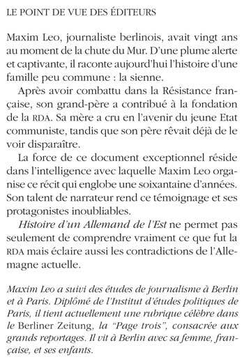Histoire d'un Allemand de l'Est
