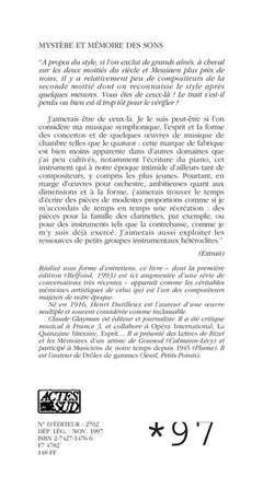 Mystère et mémoire des sons