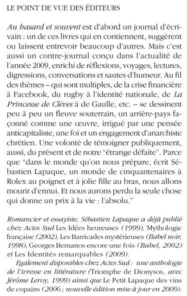 Au hasard et souvent