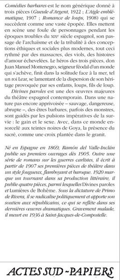 Comédies barbares suivi de Divines paroles