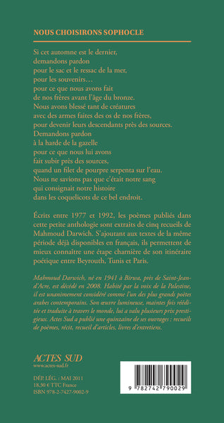 Nous choisirons Sophocle et autres poèmes