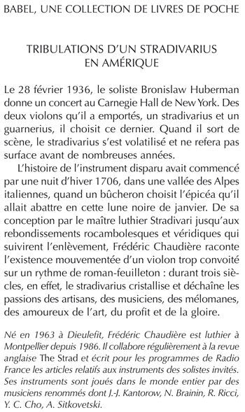 Tribulations d'un stradivarius en Amérique