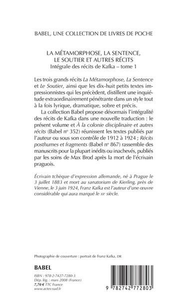 La Métamorphose, La Sentence, Le Soutier et autres récits NE