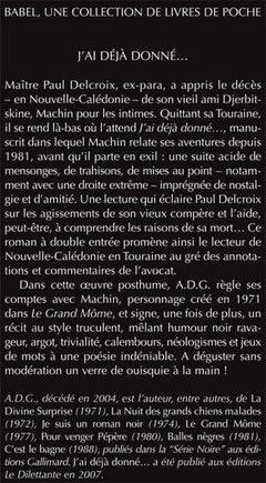 J'ai déjà donné...