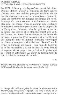 Le temps pour voir, l'espace pour écouter