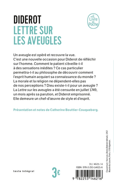 Lettres sur les aveugles à l'usage de ceux qui voient