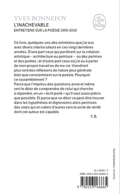L'inachevable: entretiens sur la poésie 1990-2010