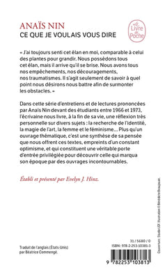 Ce que je voulais vous dire