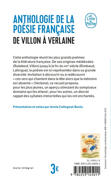 Anthologie de la poésie française de Villon à Verlaine