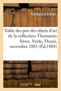 Table des prix d'adjudication et des noms d'acquéreurs des objets d'art