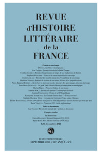 Revue d'histoire littéraire de la France