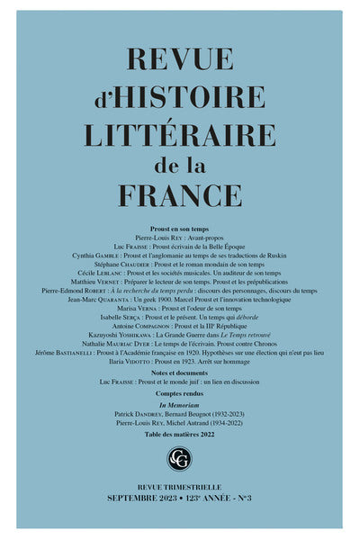 Revue d'histoire littéraire de la France