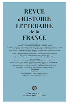 Revue d'histoire littéraire de la france