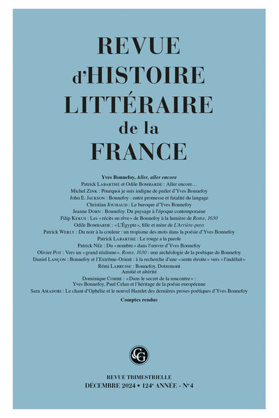 Revue d'Histoire littéraire de la France