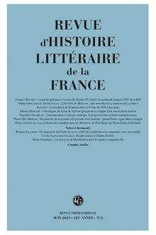 Revue d'histoire littéraire de la France