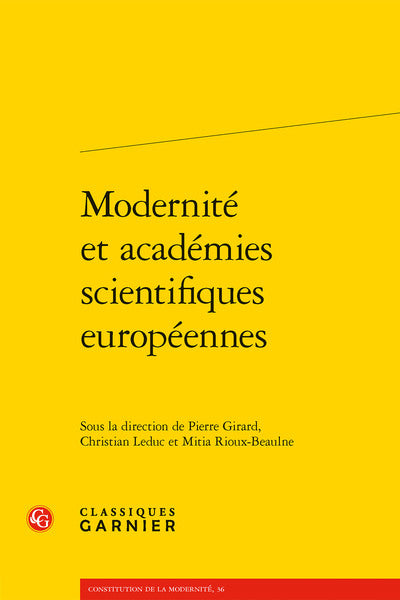 Modernité et académies scientifiques européennes