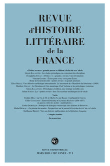Revue d'histoire littéraire de la France