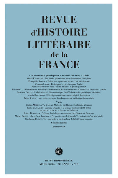 Revue d'histoire littéraire de la France