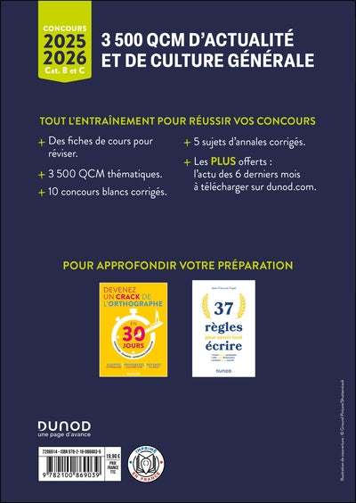 3 500 QCM d'actualité et de culture générale 2025 - Catégories B et C