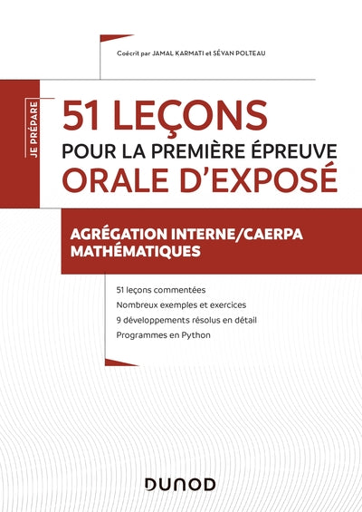 51 leçons pour la première épreuve orale d'exposé - Agrégation interne de mathématiques