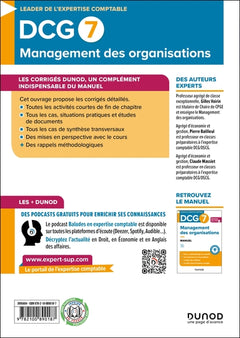 DCG 7 - Management des organisations - Corrigés - Réforme 2026-2027
