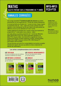 Maths sujets portant sur le programme de 1re année, Annales corrigées, MPSI-MP2I-PCSI-PTSI