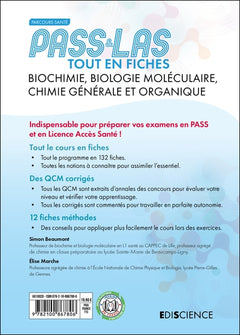 Pass & LAS Tout en fiches - Biochimie, Biologie moléculaire, Chimie générale et organique