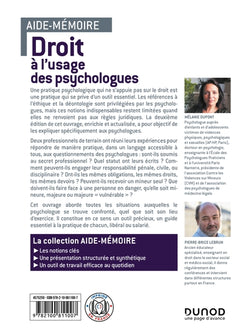 Aide-mémoire - Droit à l'usage des psychologues - 2e éd.