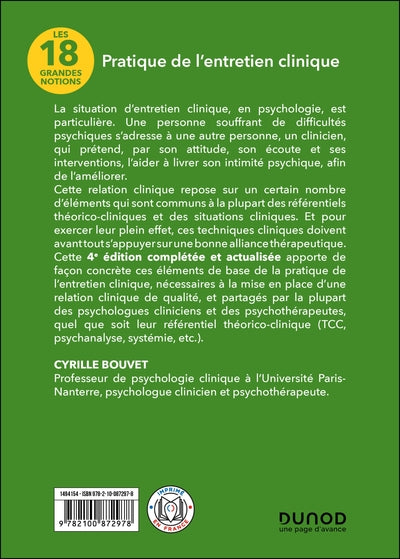 Les 18 grandes notions de la pratique de l'entretien clinique