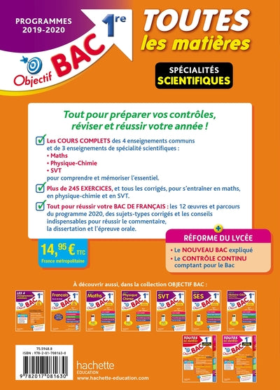 Objectif Bac 1re Enseignements communs + Spécialités Maths-Physique-Chimie-SVT BAC 2020