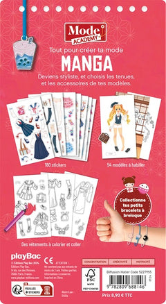 Carnet créatif Mode Academy Manga (avec un bracelet): Avec 180 stickers