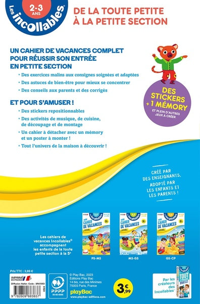 Cahier de vacances - Les incollables - Toute Petite Section à Petite Section