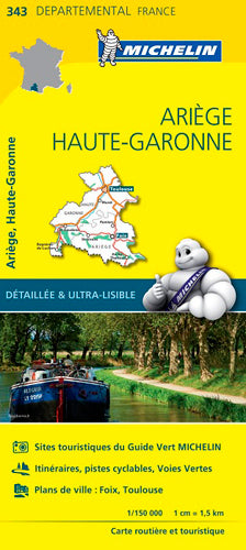 Carte Départementale Ariège, Haute-Garonne