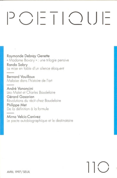 Poétique, n° 110