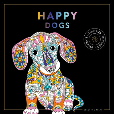 Black coloriage Happy dogs