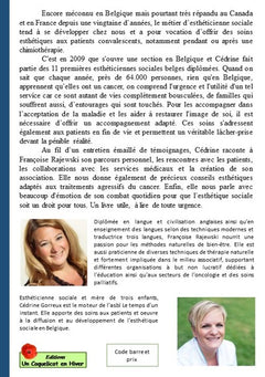 RENCONTRE AVEC UNE ESTHETICIENNE SOCIALE EN ONCOLOGIE ET SOINS PALLIATIFS