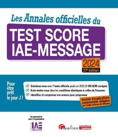 Les Annales officielles du Test Score IAE-Message 2024