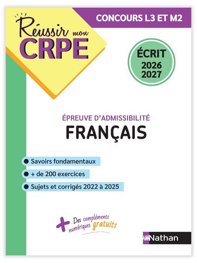 Réussir mon CRPE Français épreuve d'admissibilité écrit 2026