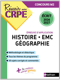 Réussir mon CRPE Histoire Géographie EMC épreuve d'admissibilité écrit M2